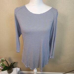 Kit + Sky Navy and White Striped Long Sleeve Tee Large NWT (5742)